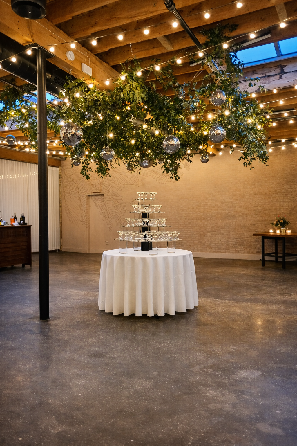 Disco Ball Installation at The Arbory Chicago Bright + Bloom Floral Design