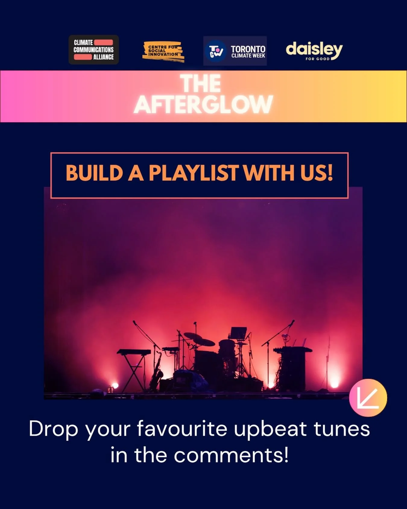 🎵 Help us build the best ever playlist!
We want to keep the vibes high between performances of our amazing artists, and we want your help to do it!
Let us know your ultimate favorite tunes - something that&rsquo;s upbeat, fun and pairs well with a g