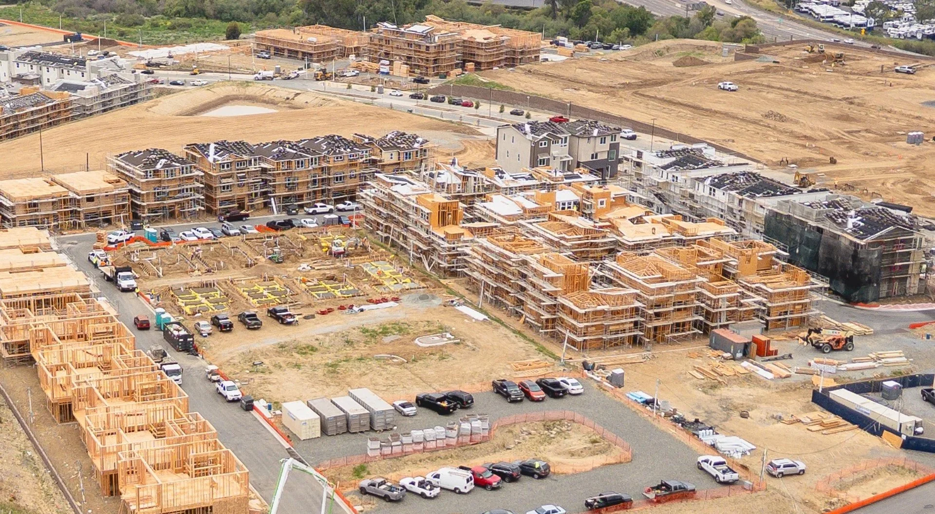 Aerial view of construction site