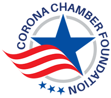 Corona Chamber Foundation logo featuring a blue star and red-and-white stripes.