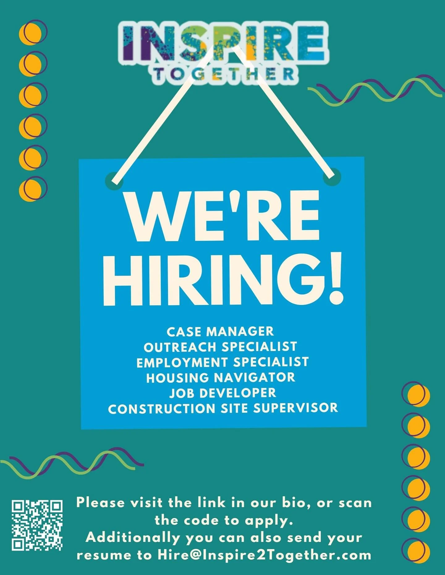Help us build brighter futures! β¨
Inspire Together is looking for dedicated individuals to join our mission and make a difference in the community. π
We’re hiring for multiple positions, including Case Manager, Outreach Specialist, Employment