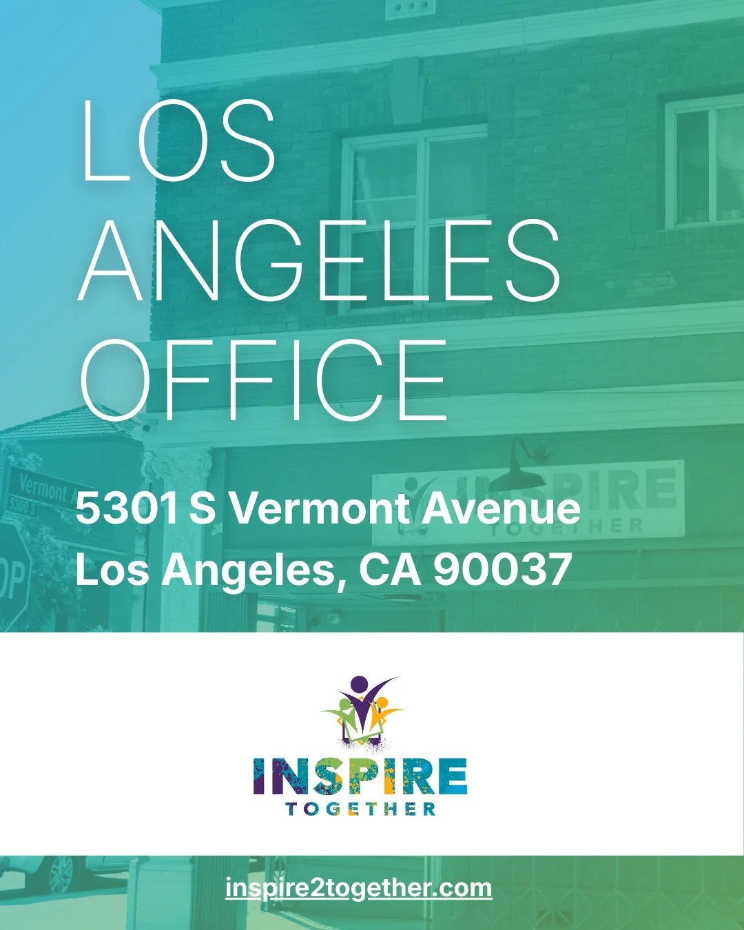 Are you looking for help in South LA? 💛 Our Los Angeles office is here to support you with job readiness, life skills, and more. 

Visit us at 5301 S Vermont Ave, Los Angeles, CA 90037 or contact us at 323-451-3353 / info@inspire2together.com. Check