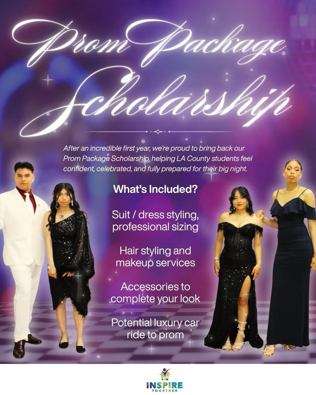 Prom Package Scholarship is back ✨

After an incredible first year, we&rsquo;re proud to bring back our Prom Package Scholarship, helping LA County students feel confident, celebrated, and fully prepared for their big night.

What&rsquo;s included:
&