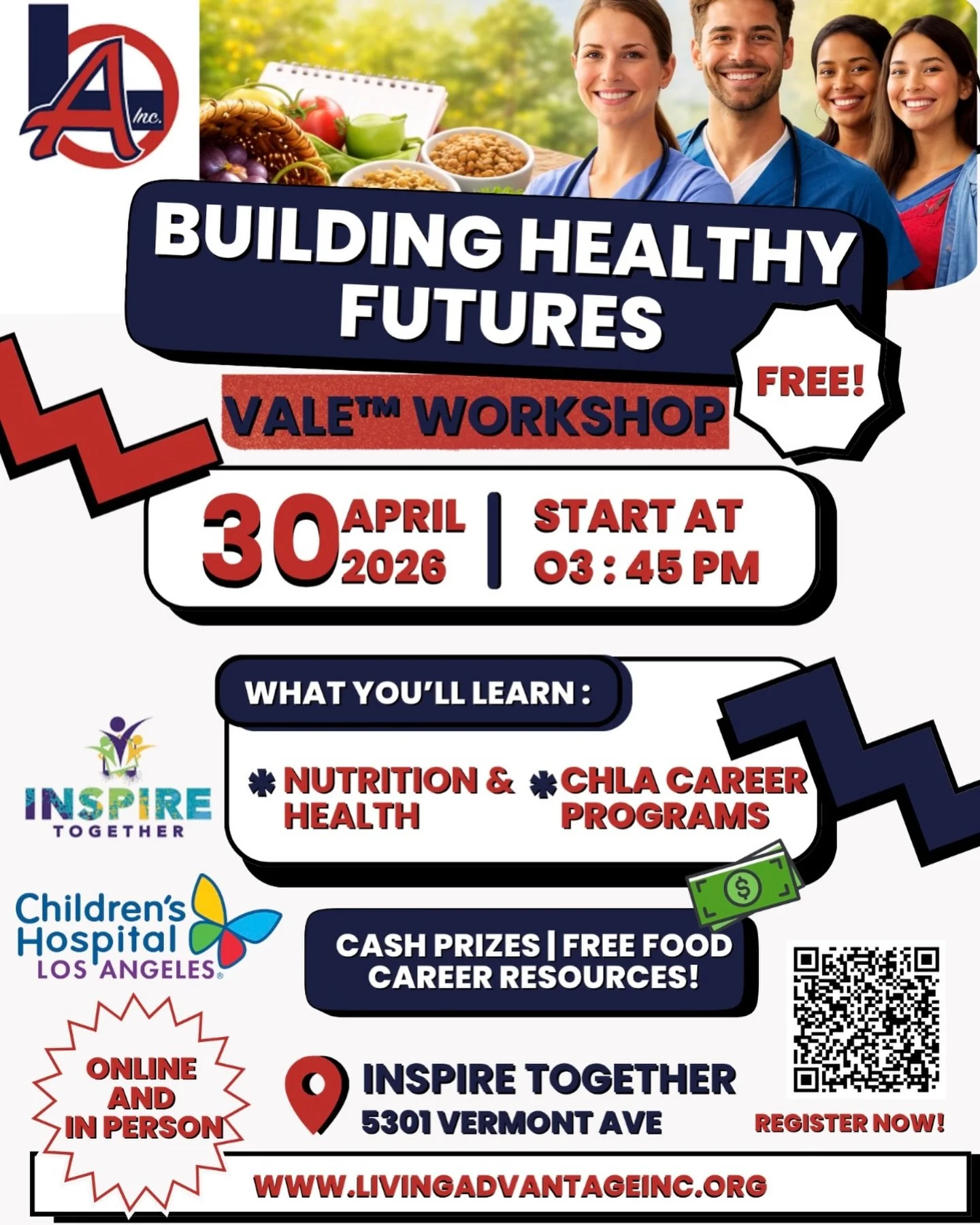 Join us for the Living Advantage Building Healthy Futures VALE&trade; Workshop hosted by Living Advantage, Inc. 🌱

We&rsquo;re coming together to build skills, confidence, and real pathways to opportunity.

📅 April 30, 2026
🕒 Starts at 3:45 PM
📍 