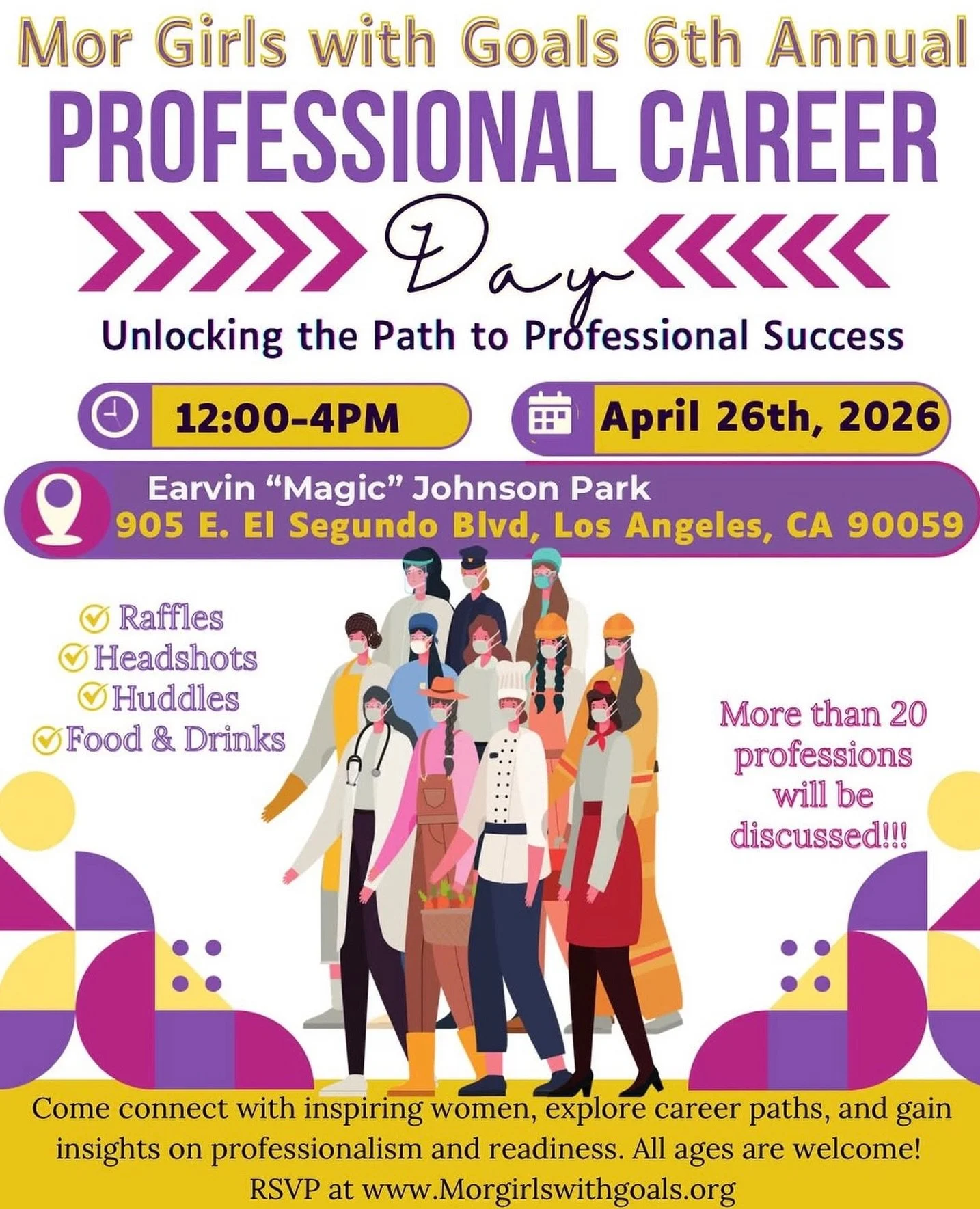 Join @morgirlswithgoals for Professional Career Day on April 26th at Earvin &ldquo;Magic&rdquo; Johnson Park! Connect with professionals and explore new career paths. All ages welcome! RSVP at www.Morgirlswithgoals.org 

See you there! 🩷