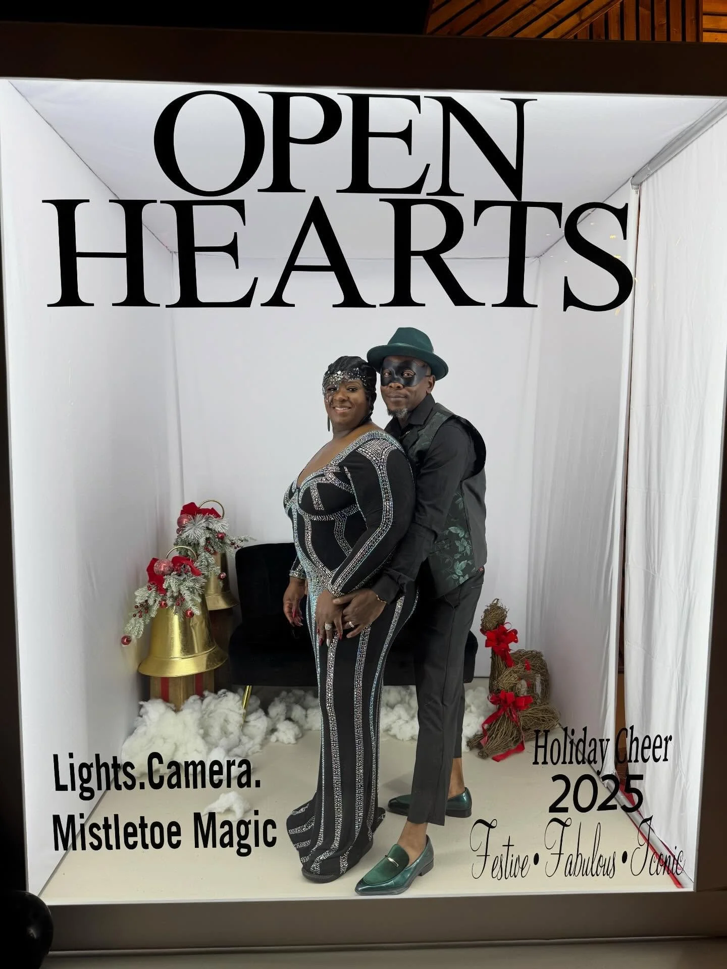 I don&rsquo;t own the rights to this music!
I want to give a huge shoutout to Andrea and her amazing team at OPEN HEARTS HEALTH CARE for letting us bring two photobooths and a Vogue Magazine Enclosure to their fantastic masquerade CHRISTMAS PARTY! It