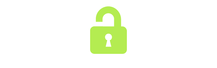 Open lock icon with a green color and a keyhole in the center.