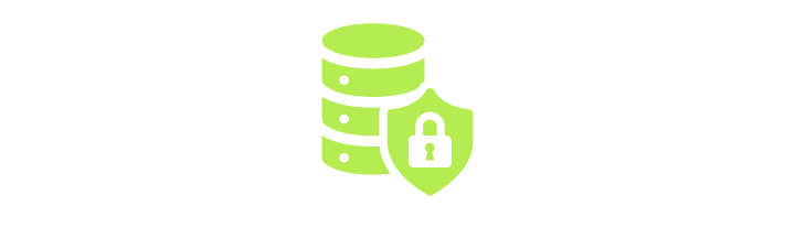 Icon of a database with a security lock and shield indicating data security or protection.