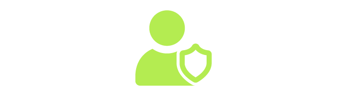 Icon of a person with a shield, representing security or protection.
