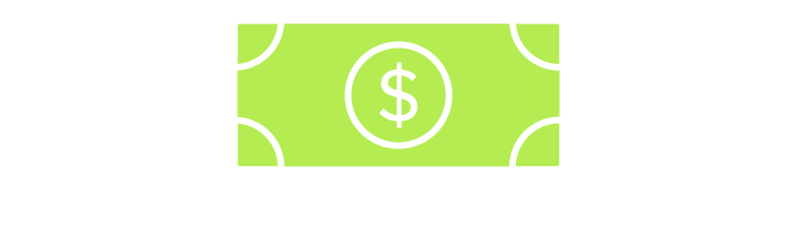 Green dollar bill with a dollar sign in the center.