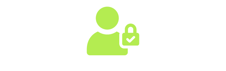 A green icon of a person with a padlock indicating security or privacy.