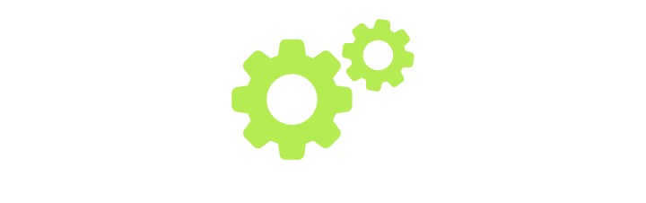 Illustration of two green gears, one larger and one smaller, representing mechanics or technology.