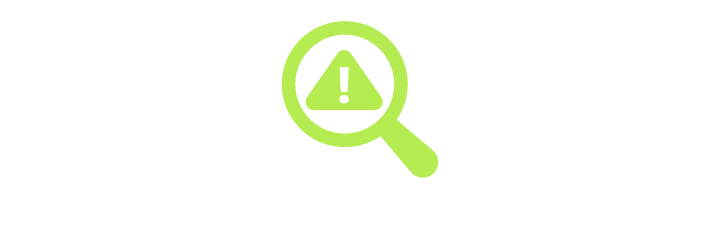 Magnifying glass icon with an exclamation mark inside, indicating a warning or alert.