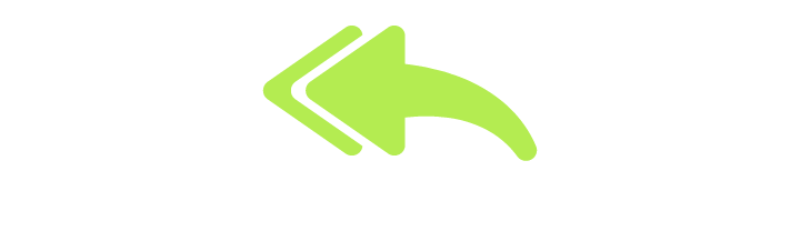 Green left-pointing arrow icon on a white background.