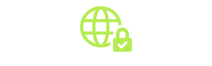 Green globe with a padlock icon indicating secure internet connection.