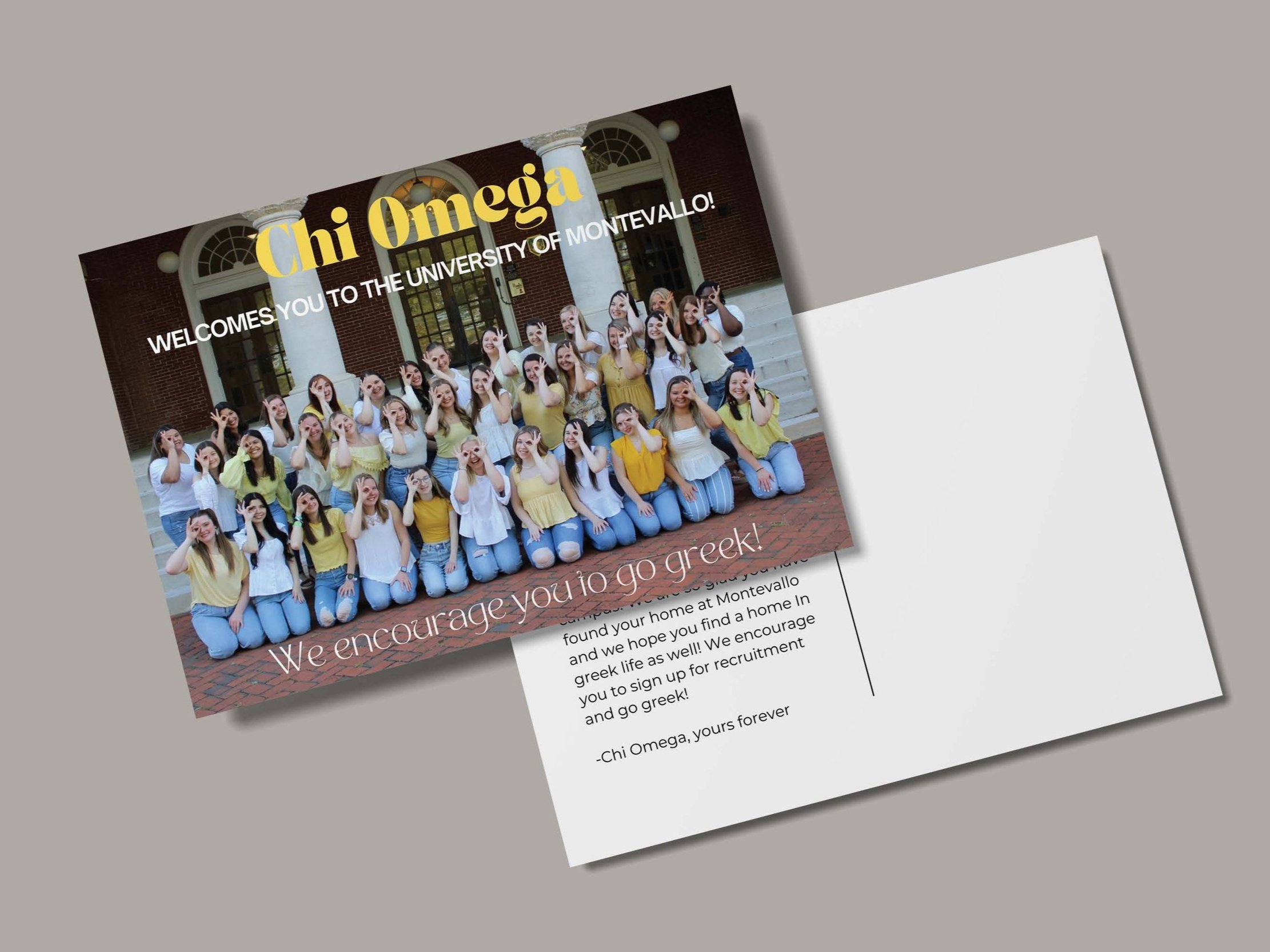 Chi Omega Recruitment Postcard | Summer 2022