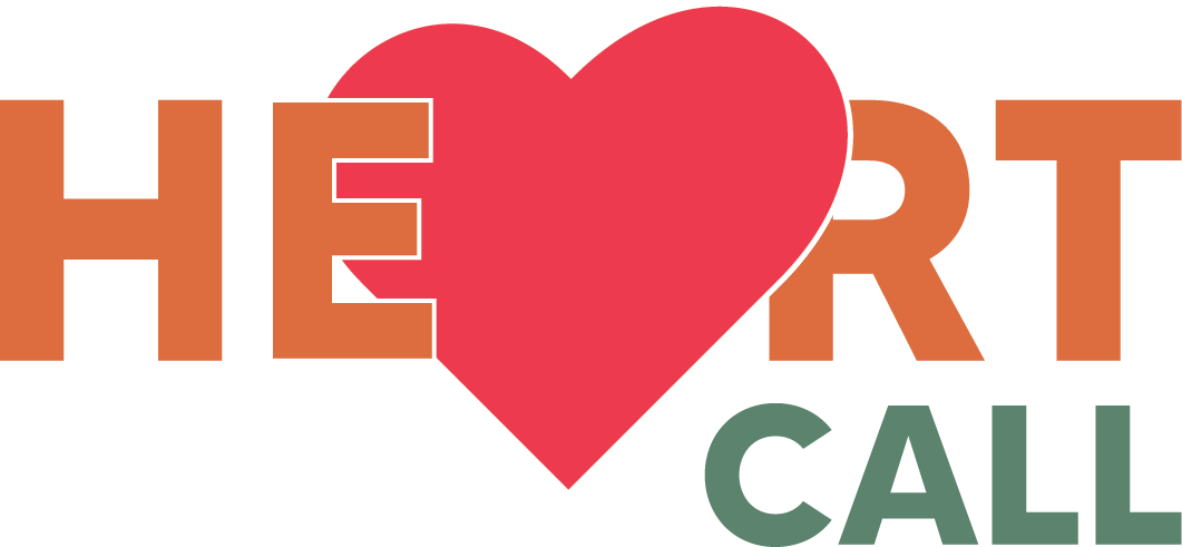 The image features the text 'HEART CALL' with a large red heart replacing the letter 'A' in 'HEART'.