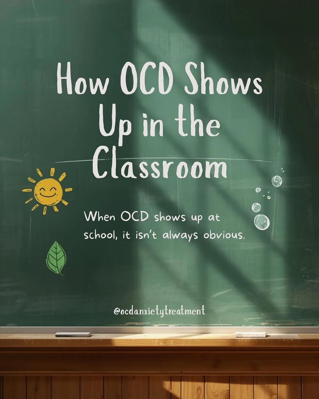 When OCD shows up at school, it doesn&rsquo;t always look like handwashing or visible rituals.
Sometimes it hides behind behaviors that seem like avoidance, perfectionism, or reassurance-seeking.

✨

These behaviors aren&rsquo;t defiance or disintere
