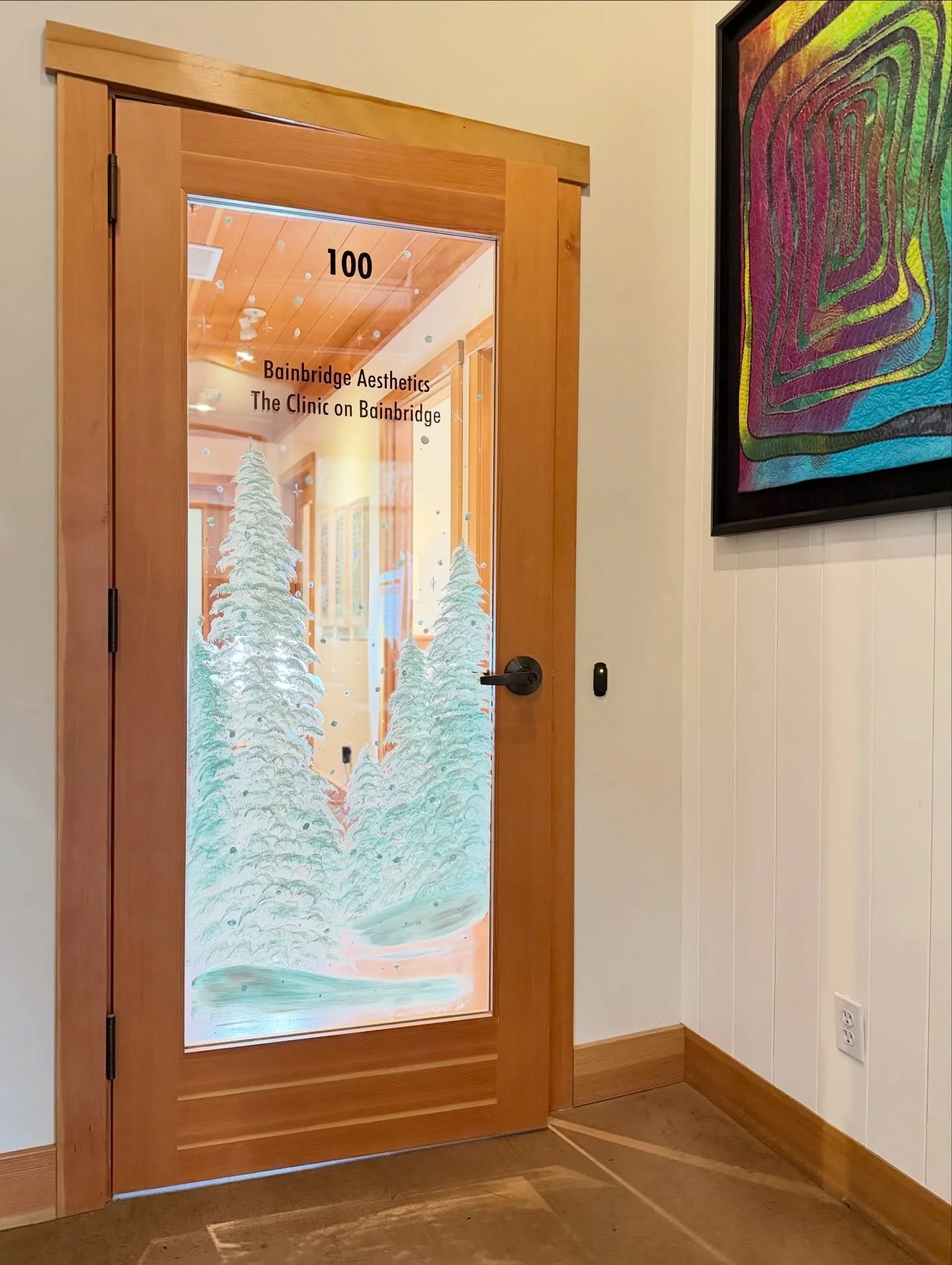 Beautiful trees! 🌲❄️ Big thank you to @mollybrahmerart for decorating our door! We hope everyone has a happy Thanksgiving and start to the season!