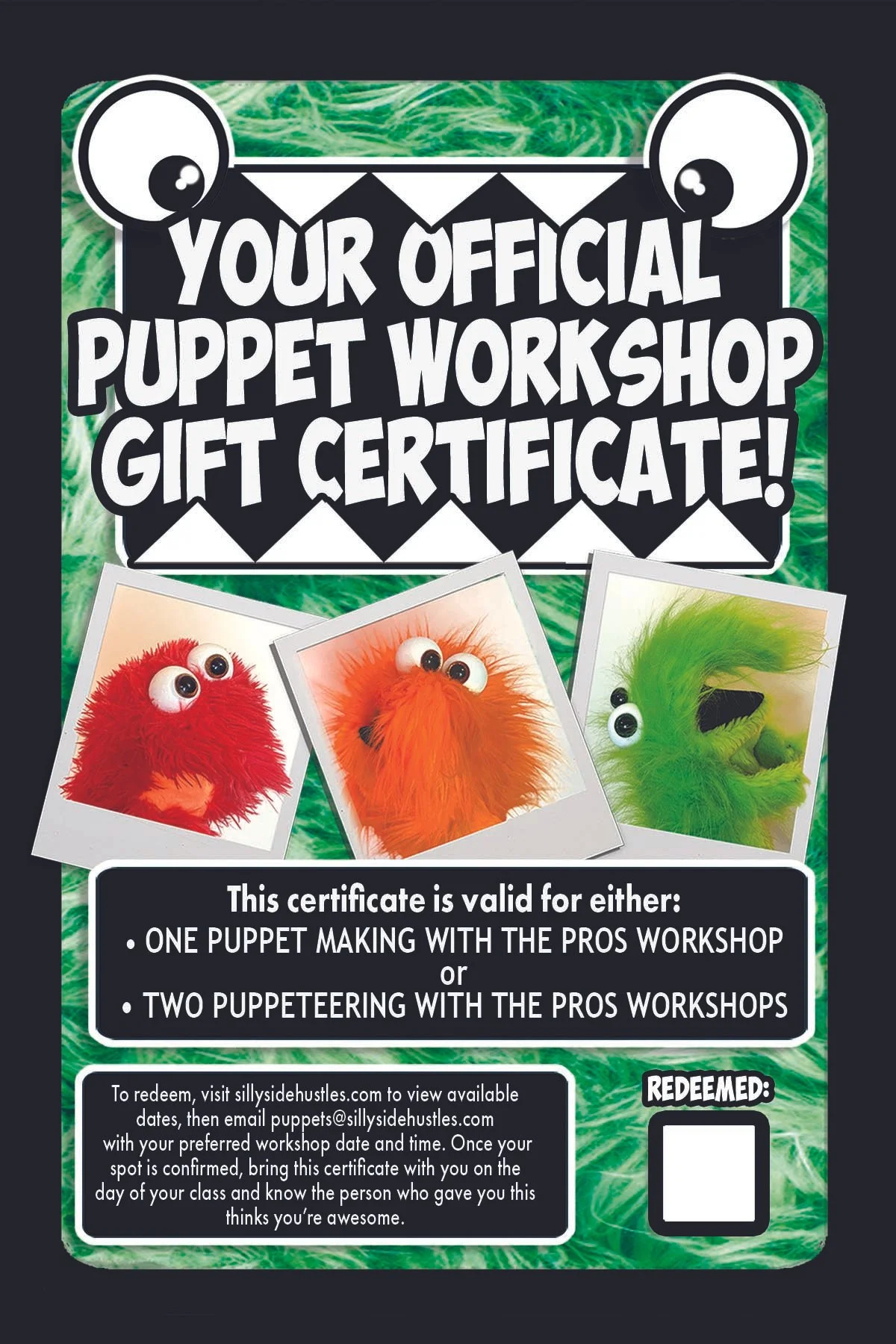 Puppet Workshop Gift Certificate