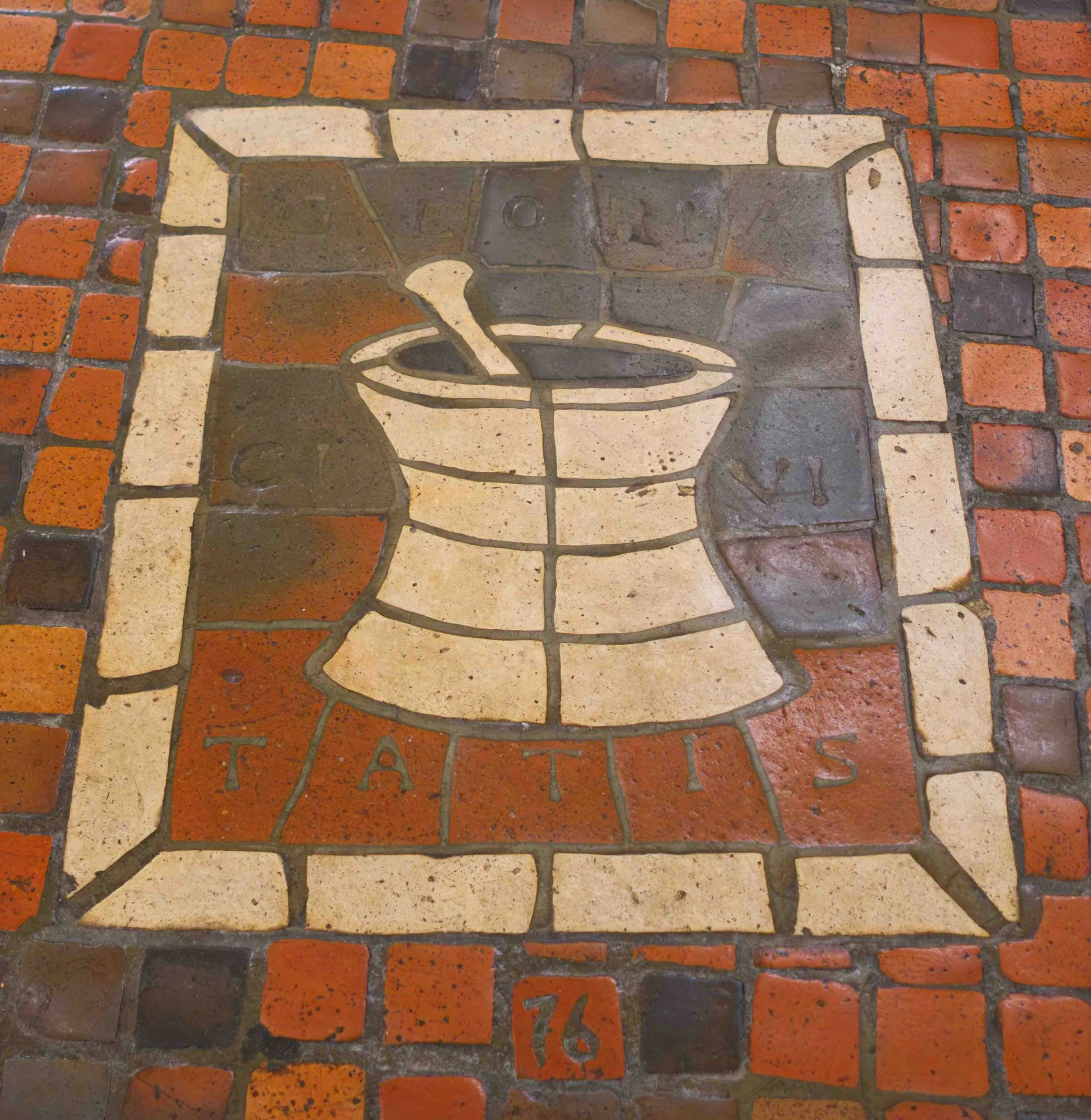 Moravian Tile Symbolizing the Pharmacy Business on the Rotunda Floor