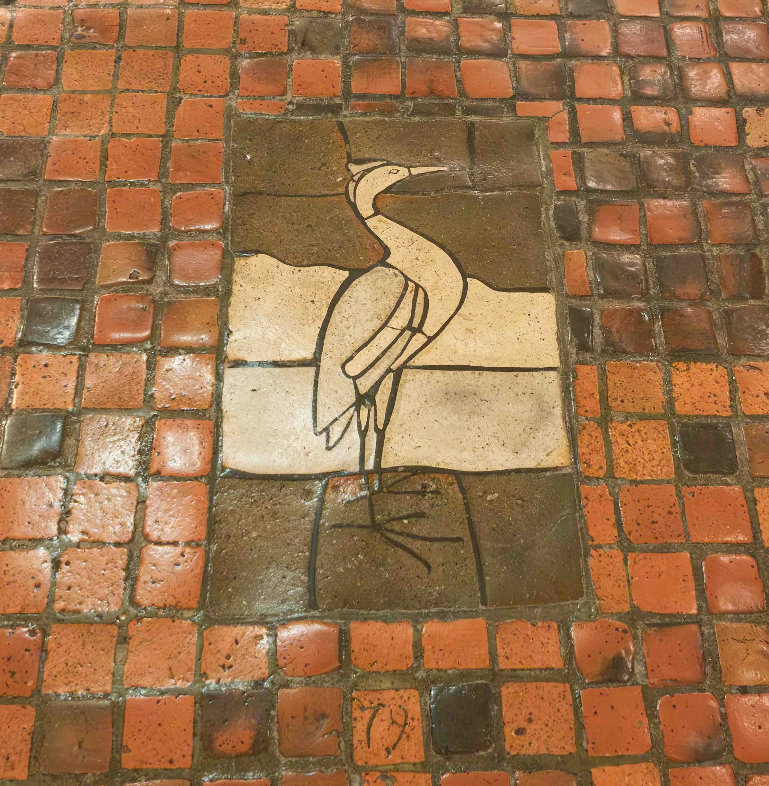 Moravian Tile of Bird on Rotunda Floor