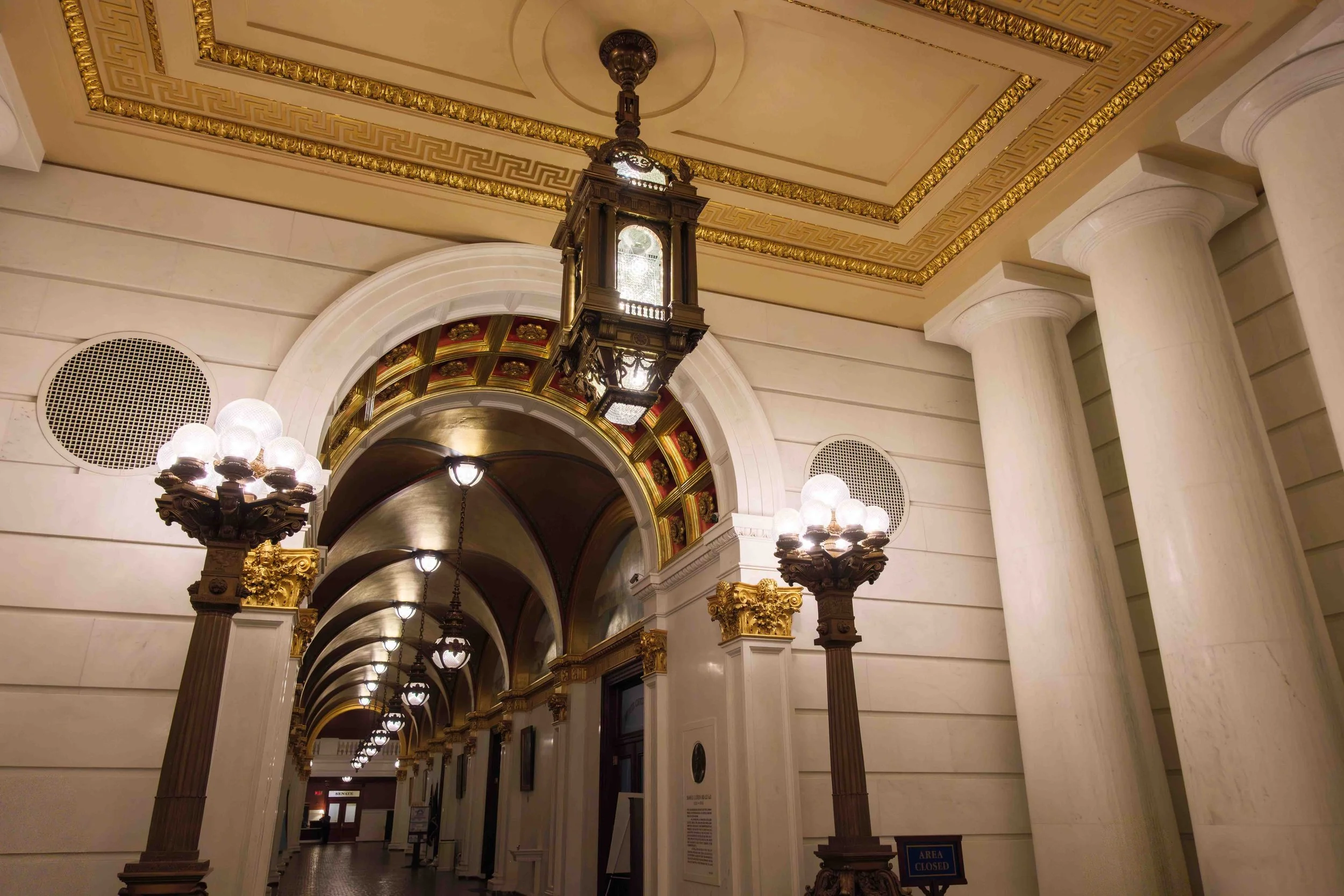 Lights On Way to a Legislative Corridor of Pennsylvania Capitol