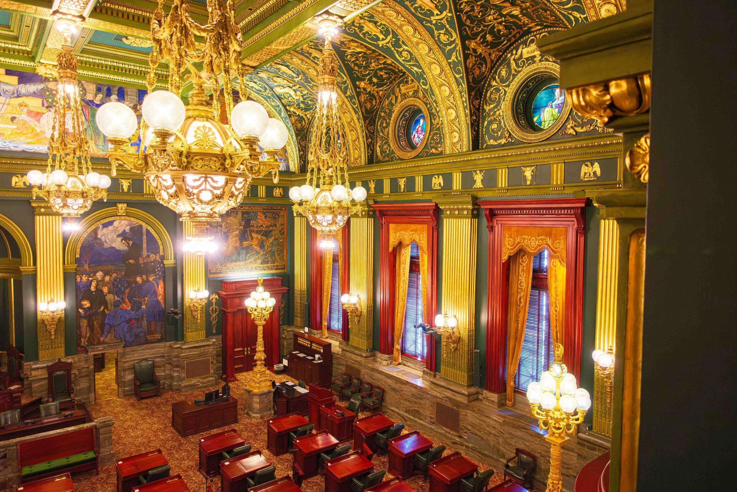 Looking to the Right of the Pennsylvania Senate Chamber from the Visitor Gallery