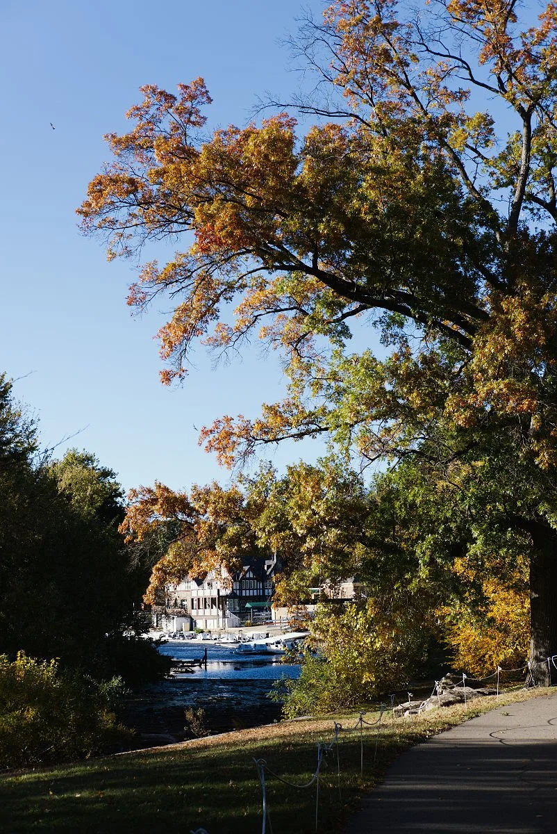 Looking at Start of Boathouse Row in Philadelphia  on 4 November 2025