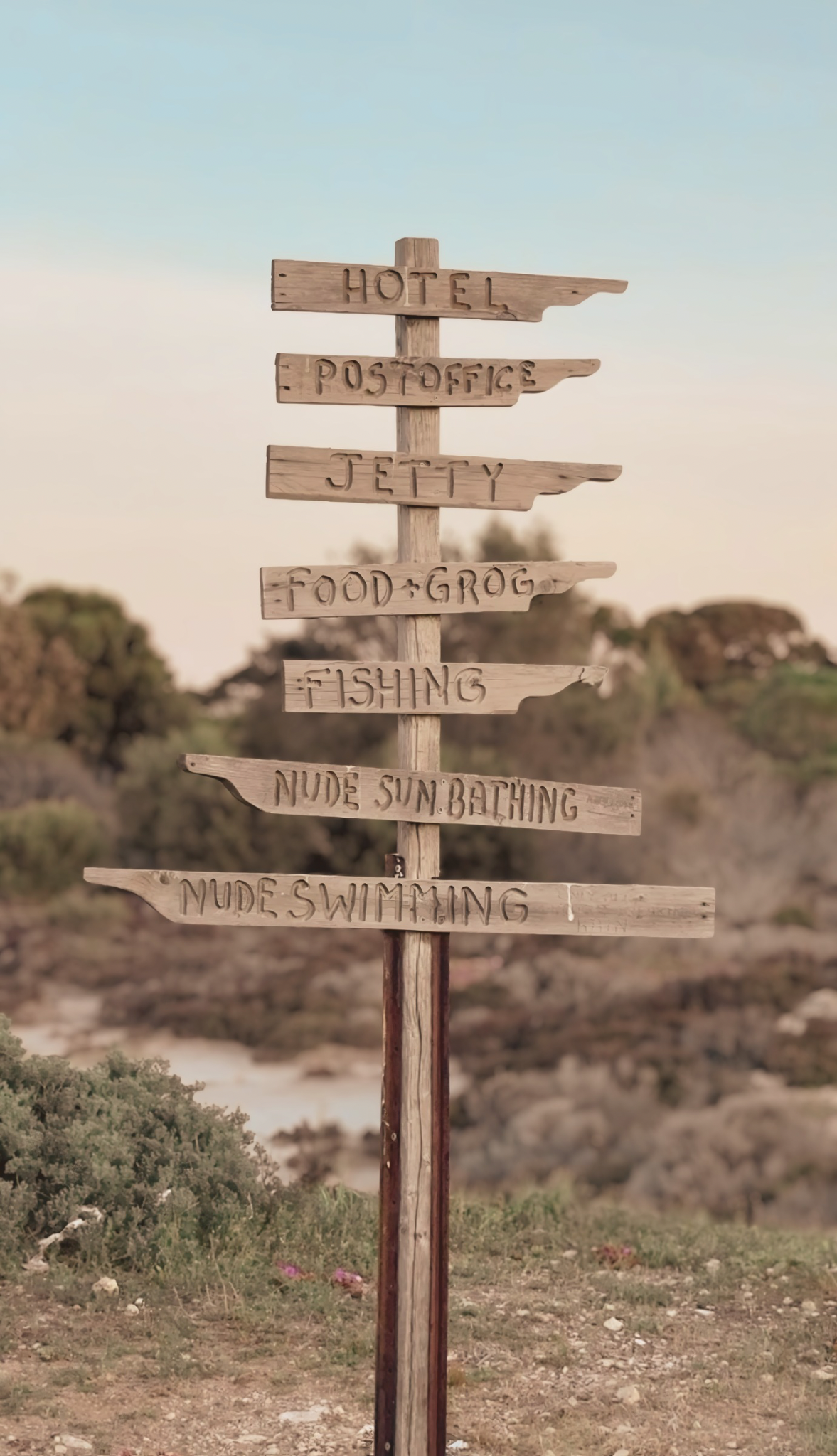 Wooden sign featured in Port Neill.