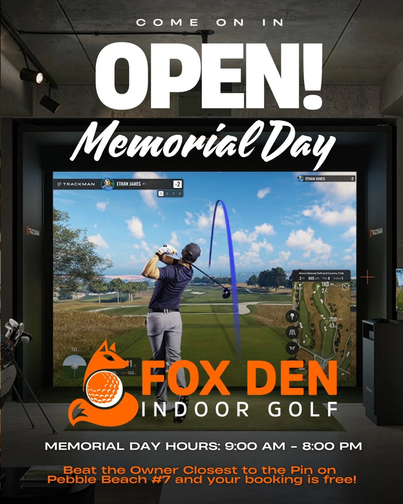 Rain or shine, your game doesn&rsquo;t take a holiday. 🇺🇸⛳️

We&rsquo;re OPEN on Memorial Day for simulator rentals, practice sessions, and games with friends. Come spend the day dialing in your swing on our TrackMan simulators and making the most 