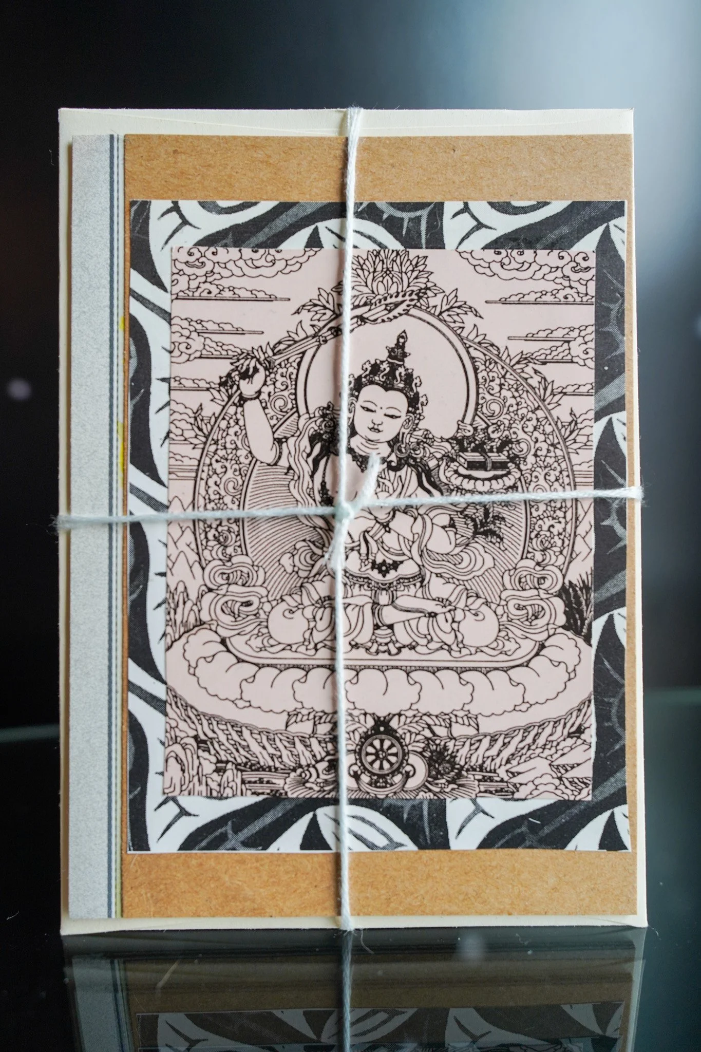 The Path of Wisdom: Upcycled Thangka Collage Card