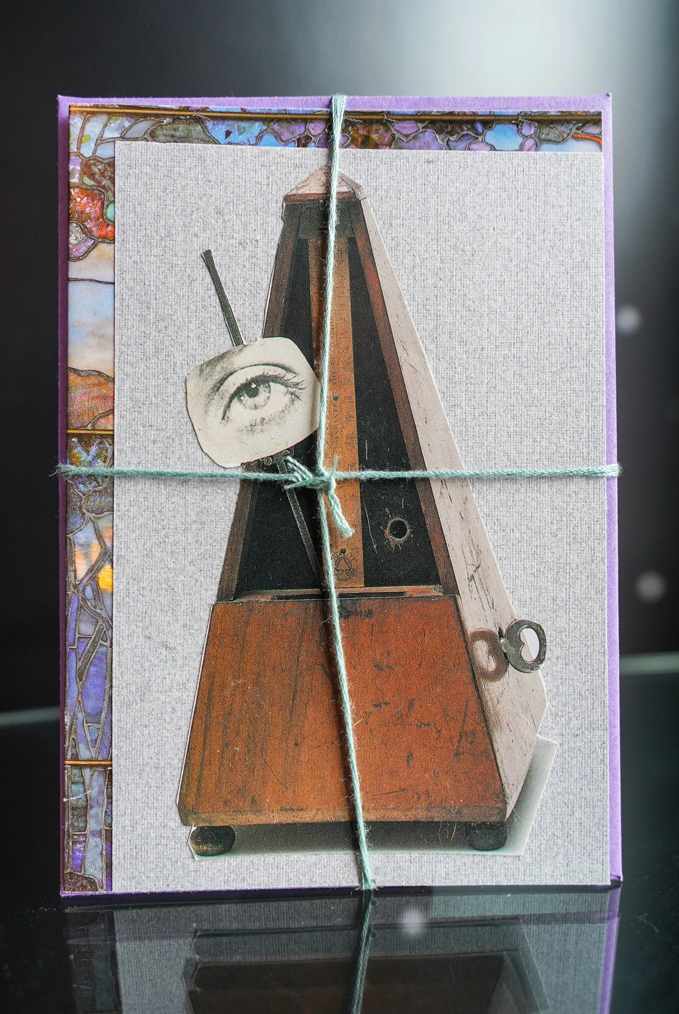 The Timeless Observer: Hand-Crafted Surrealist Card