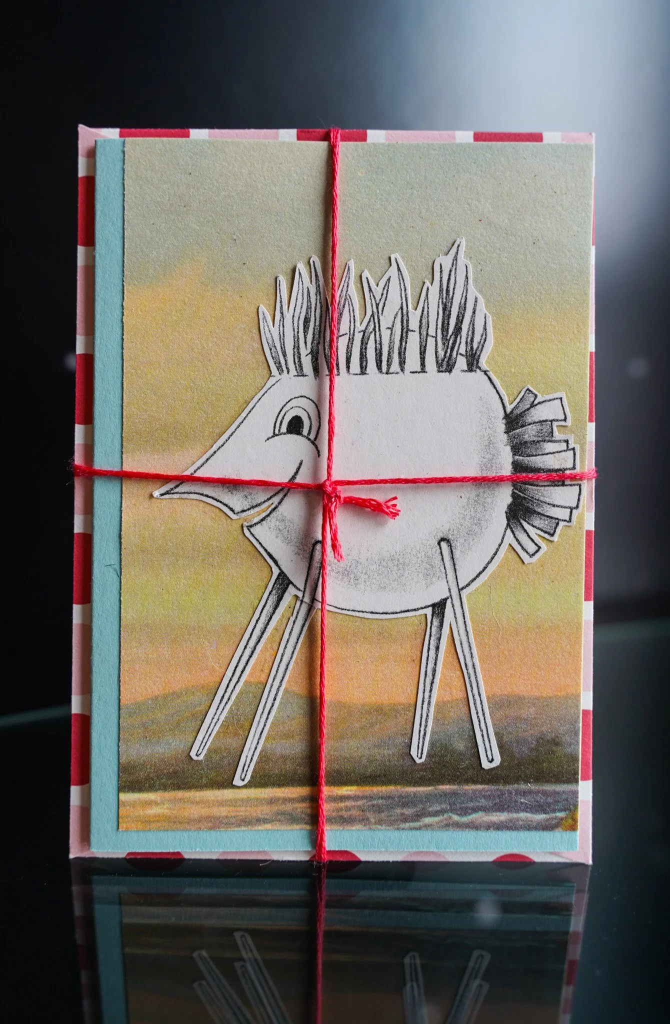 The Whimsical Wanderer: Upcycled Illustration Card