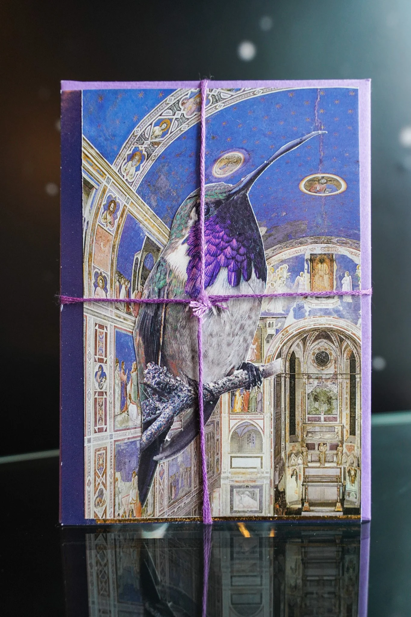Violet Hummingbird Up-cycled Card