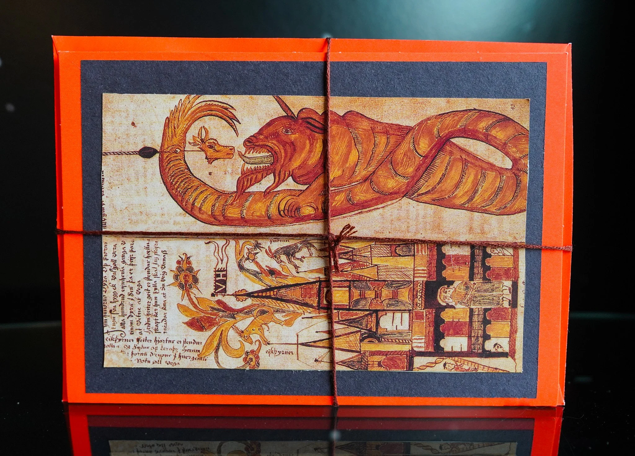 The Ancient Serpent: Upcycled Medieval Card