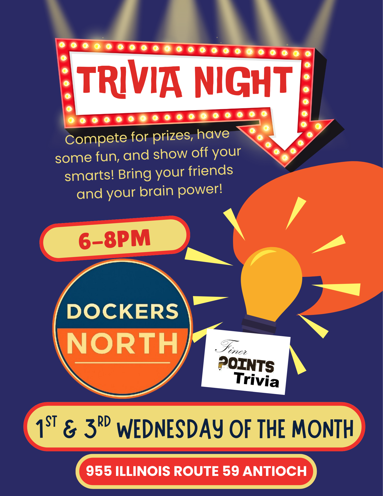 🎉🧠 𝗧𝗥𝗜𝗩𝗜𝗔 𝗡𝗜𝗚𝗛𝗧 𝗔𝗧 𝗗𝗢𝗖𝗞𝗘𝗥𝗦 𝗡𝗢𝗥𝗧𝗛 🧠🎉