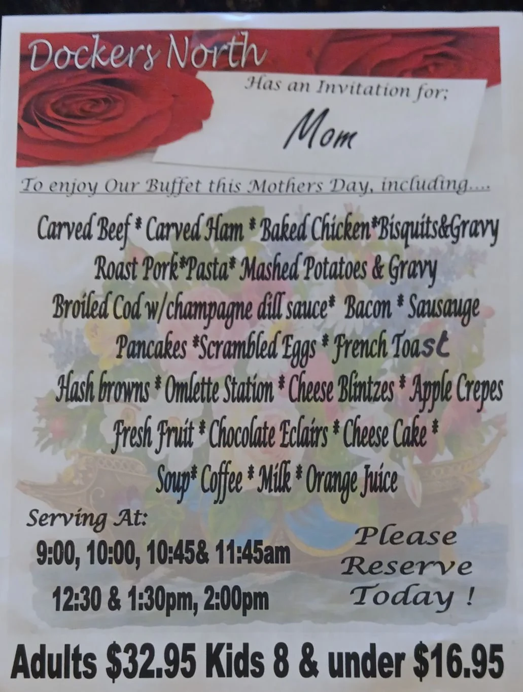 🌸 𝐌𝐎𝐓𝐇𝐄𝐑’𝐒 𝐃𝐀𝐘 𝐁𝐔𝐅𝐅𝐄𝐓 𝐀𝐓 𝐃𝐎𝐂𝐊𝐄𝐑𝐒 𝐍𝐎𝐑𝐓𝐇 🌸