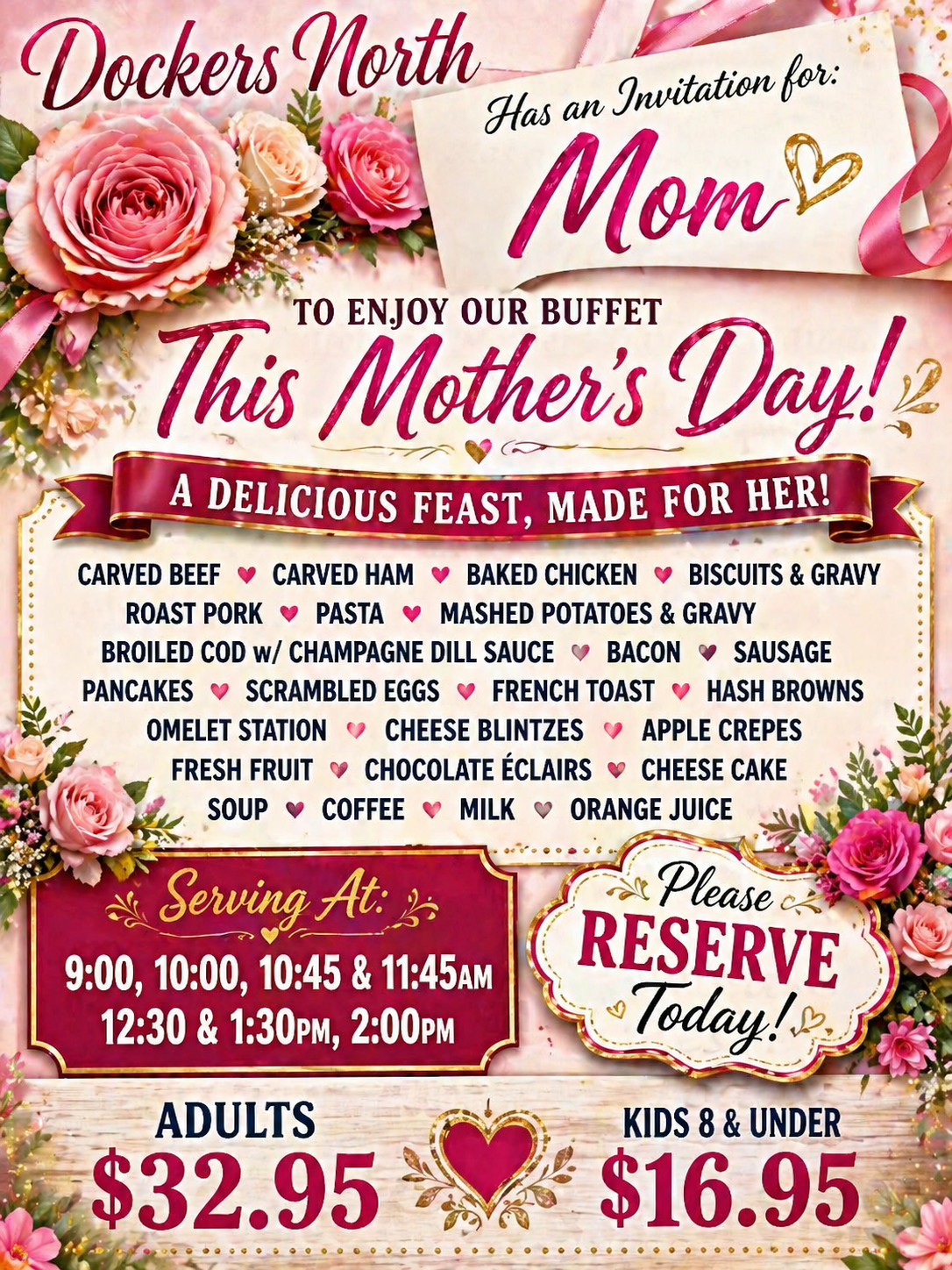 🌸 𝐌𝐎𝐓𝐇𝐄𝐑’𝐒 𝐃𝐀𝐘 𝐁𝐔𝐅𝐅𝐄𝐓 𝐀𝐓 𝐃𝐎𝐂𝐊𝐄𝐑𝐒 𝐍𝐎𝐑𝐓𝐇 🌸