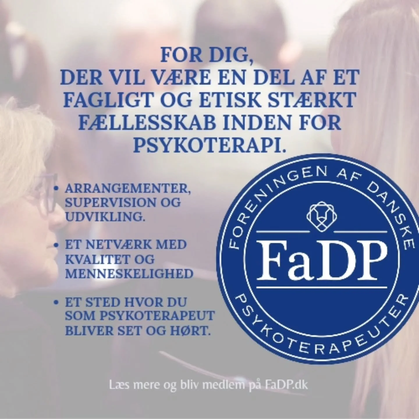 FaDP arbejder aktivt for at sikre en h&oslash;j faglig standard, etiske rammer og bedre vilk&aring;r for psykoterapeuter og psykoterapeutstuderende og for de psykoterapeutiske uddannelsessteder.

L&aelig;s mere p&aring; vores hjemmeside FaDP.dk
Link 
