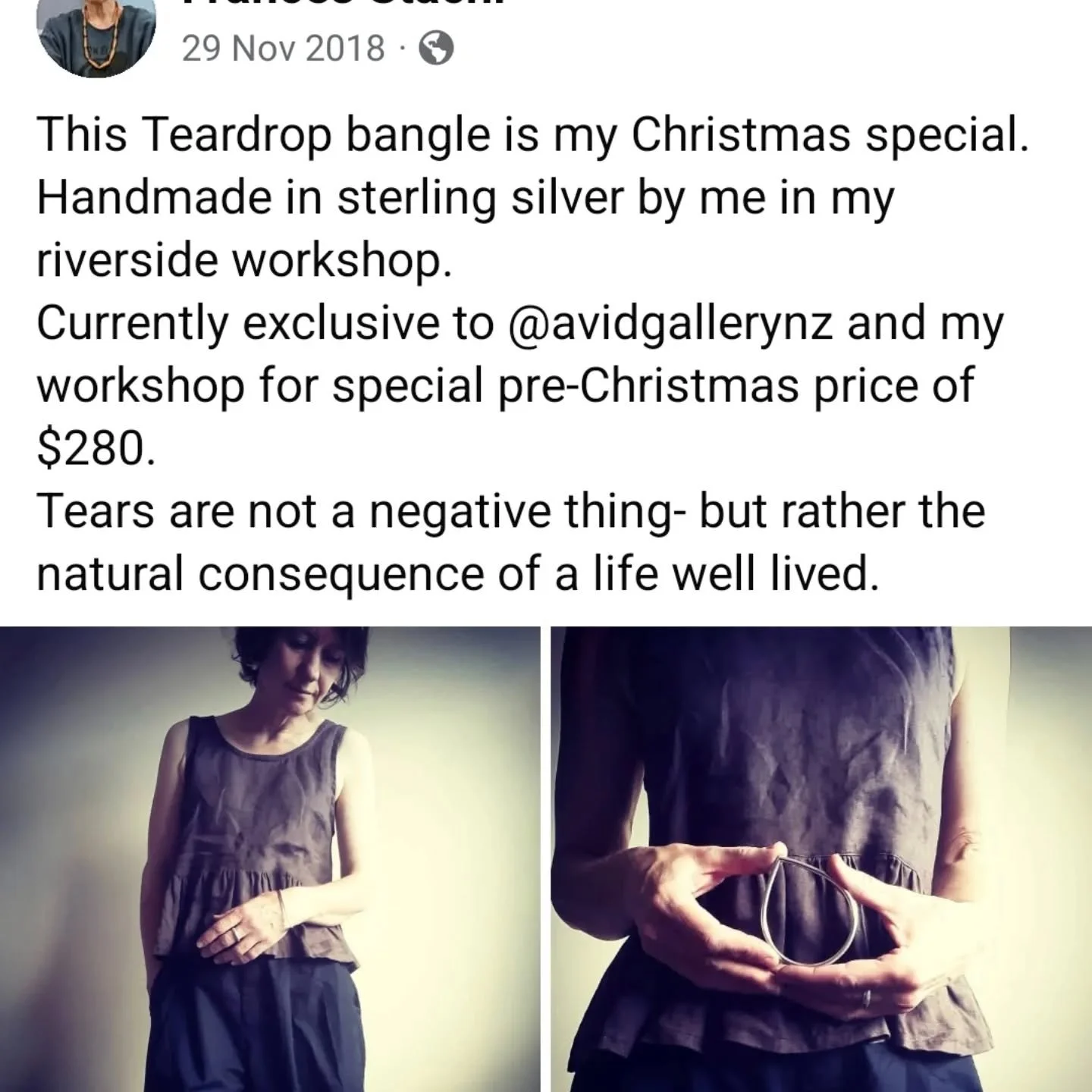 This is a post from 2018, I still make these bangles, but the price has increased. They are $400(nz) now. They are still an item I wear daily. I've been thinking lately a lot about how much things have changed since I first started making jewellery (
