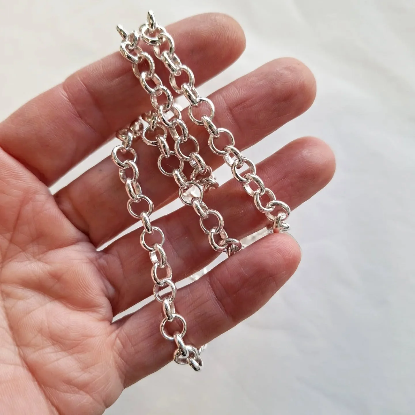 Hand made belcher chain. 
You can buy commercially manufactured versions of these. But I love the feel (and process) of hand making chain. 
I forgot to document the whole process, because quite often making is more interesting than documentation to m