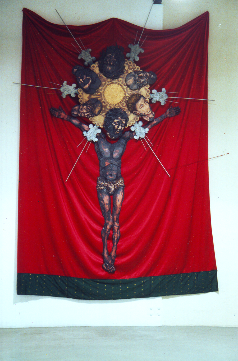 Universal Deity Adaptor - metal, fabric, acrylic paint, spray paint compressed board and yarn - 96" x 192" - 2004
