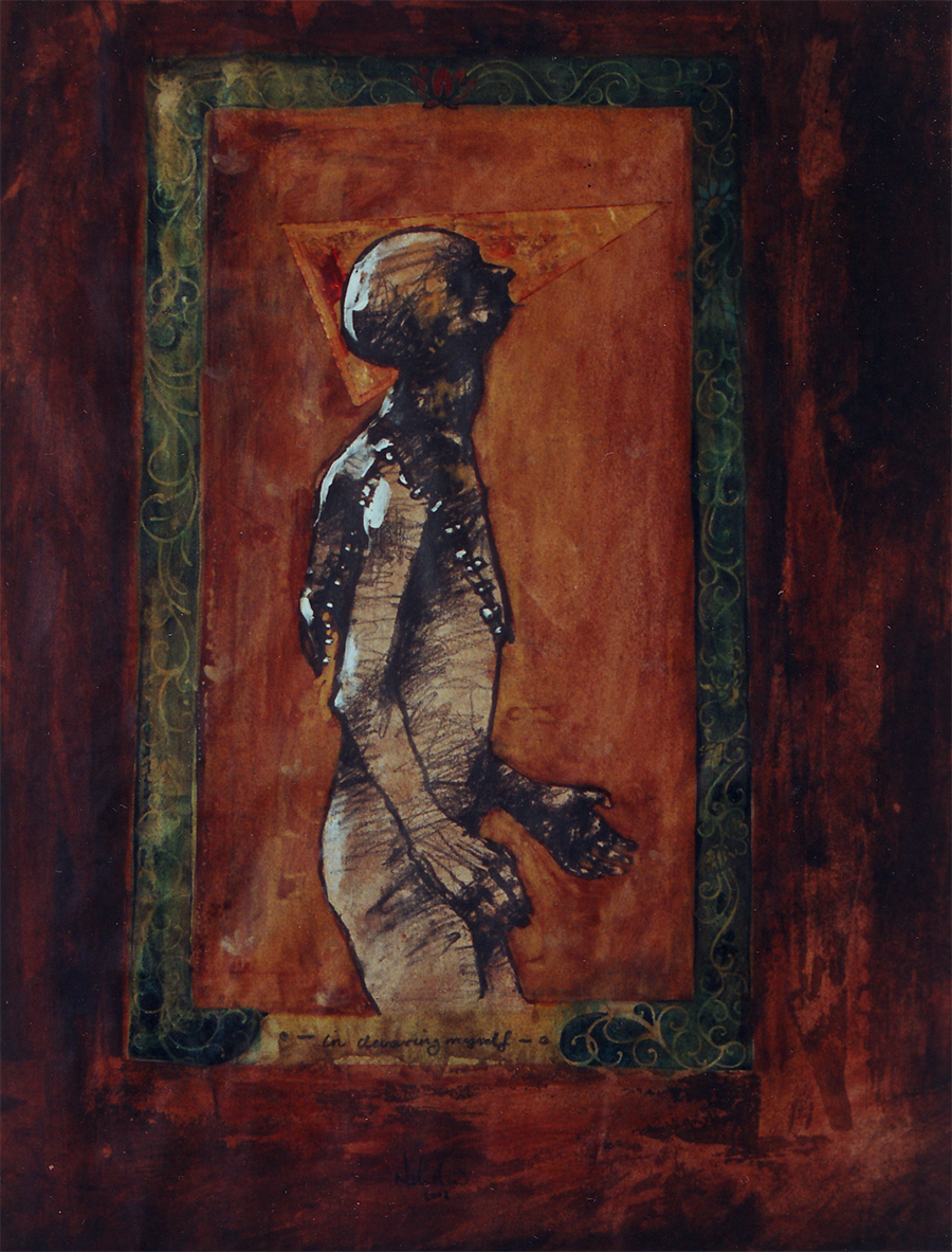 in devouring oneself - graphite, ink and acrylic on paper - 18" x 24" - 2002