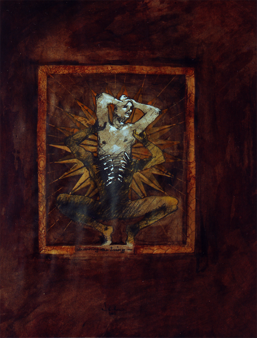 devouring the living - graphite, ink and acrylic on paper - 18" x 24" - 2002