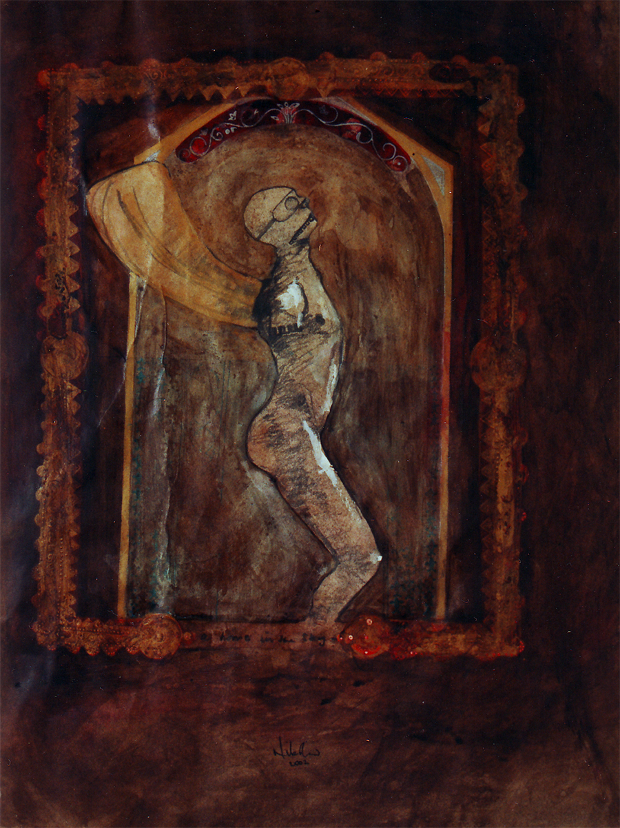 a home in the sky - graphite, ink and acrylic on paper - 18" x 24" - 2002