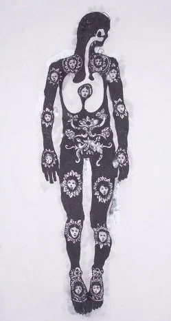 Figure for Process(ion) 01, Burial - charcoal on paper - 42" x 72" - 2007