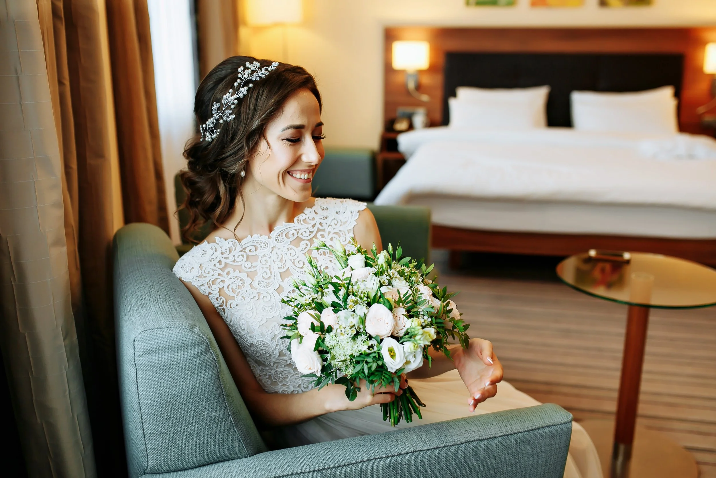 Bride finished getting ready for her big day