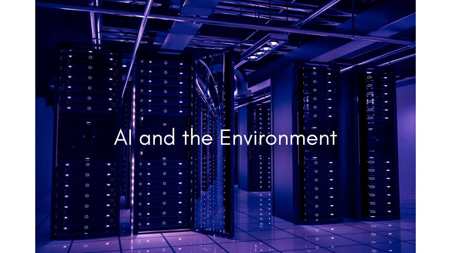 Purple-lit data center representing the physical infrastructure behind AI