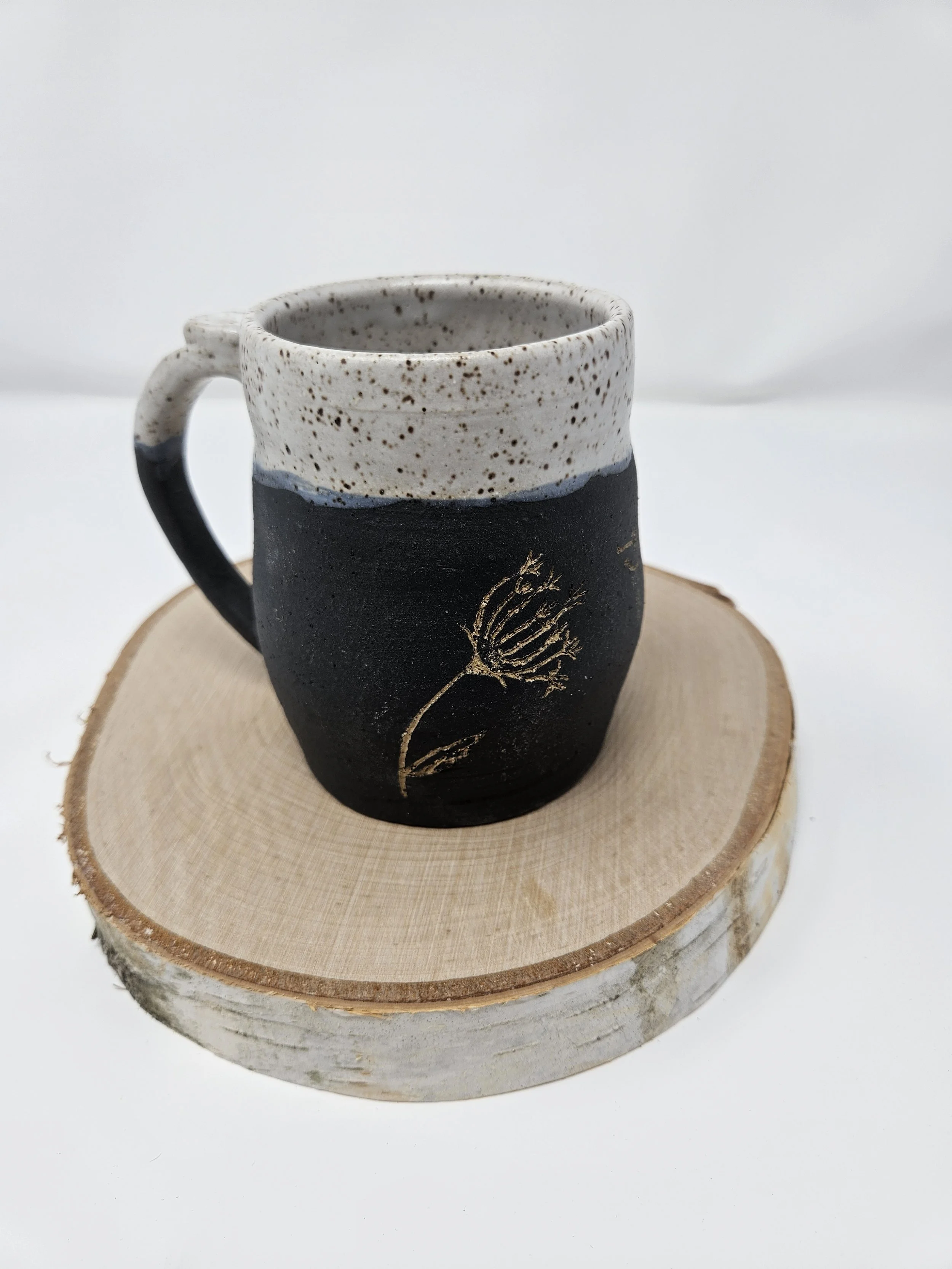 Black and White Mug with Queen Anne's Lace - Small